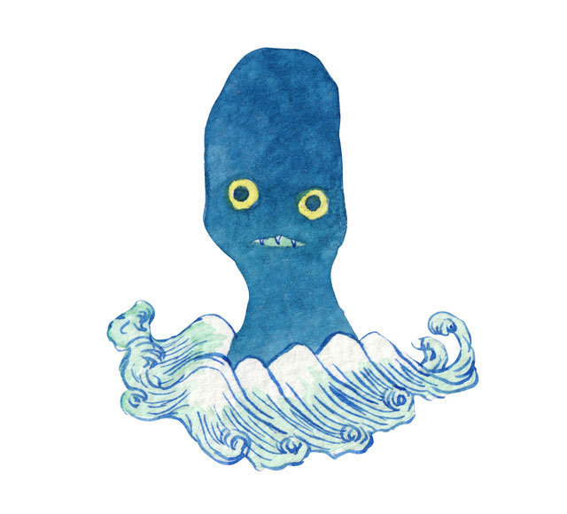 海坊主(うみぼうず)妖怪イラスト画像
